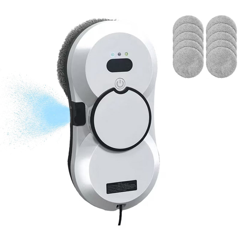 White window-cleaning robot with round cleaning pads