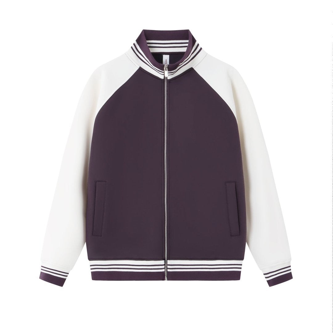 Contrast Stand Collar Zip Jacket