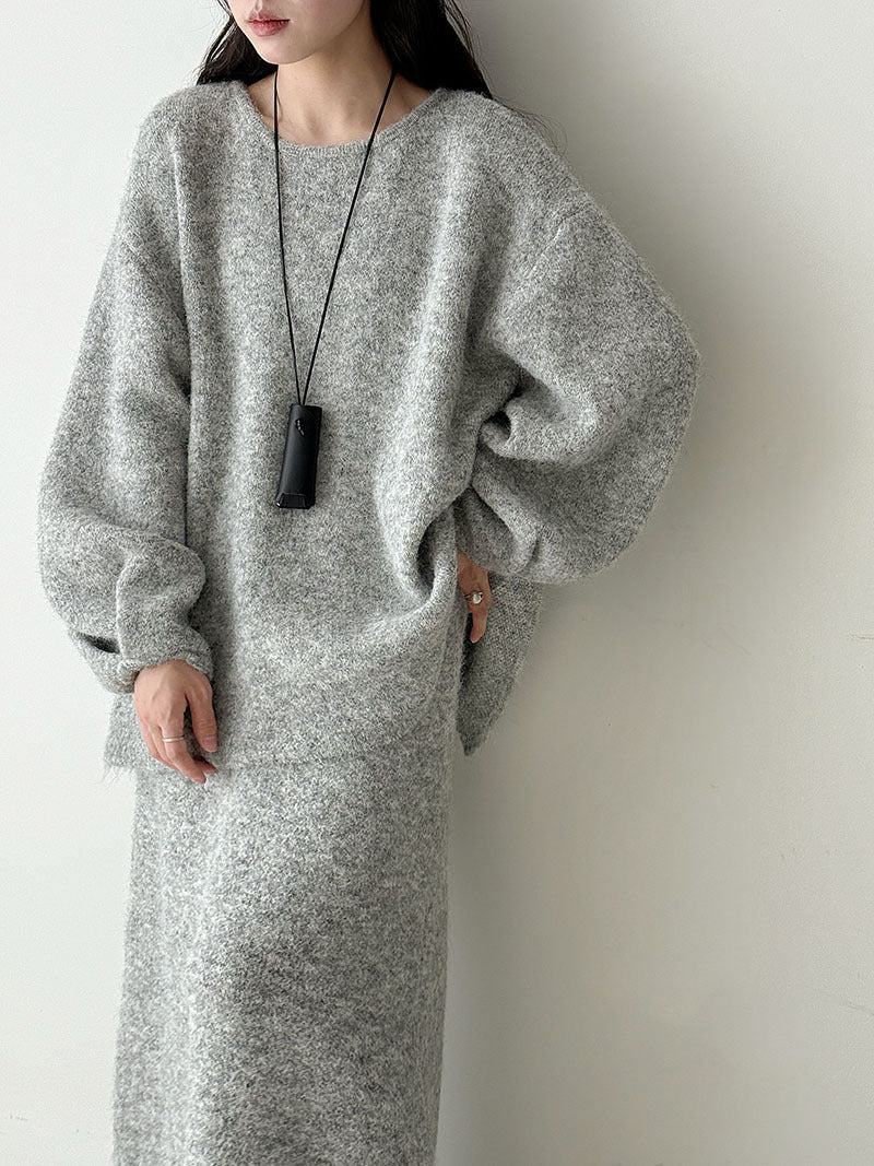 Women's Back-Button Knit Sweater & Skirt Set