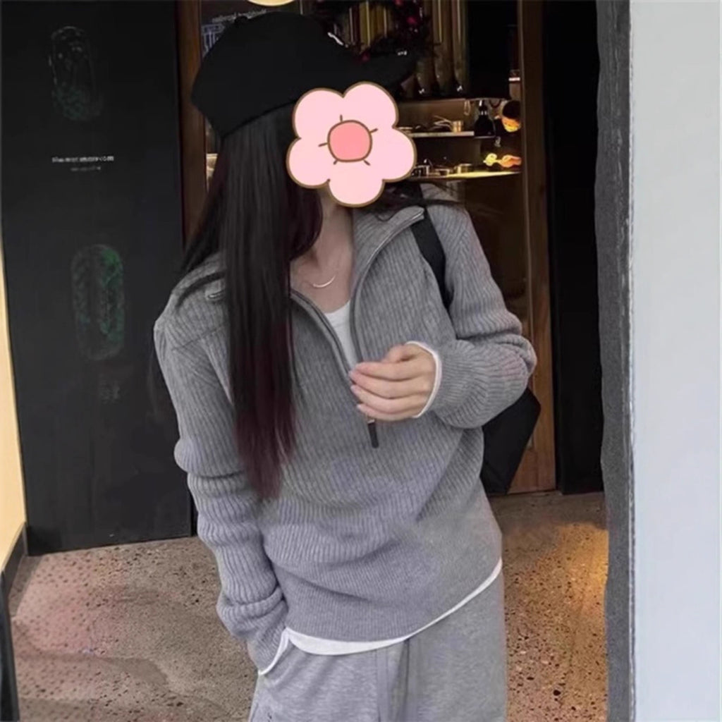 Women's Half-Zip High Neck Sweater
