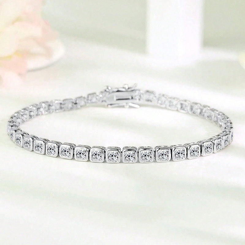 Silver-tone square-stone bracelet