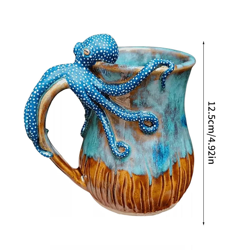 Handmade Deep Blue Octopus Mug