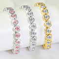 Heart-shaped stone bracelets in three color finishes