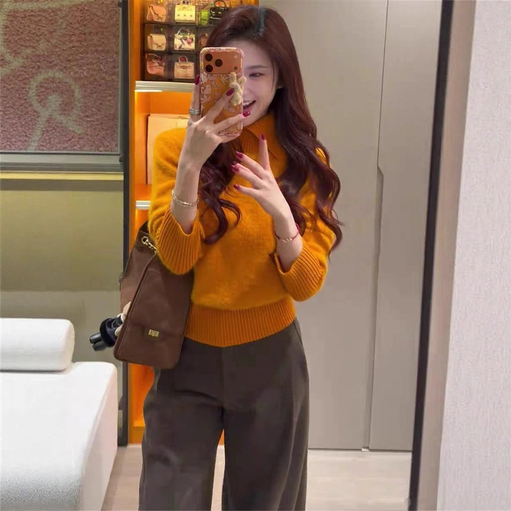 Women's Collared Winter Knit Sweater