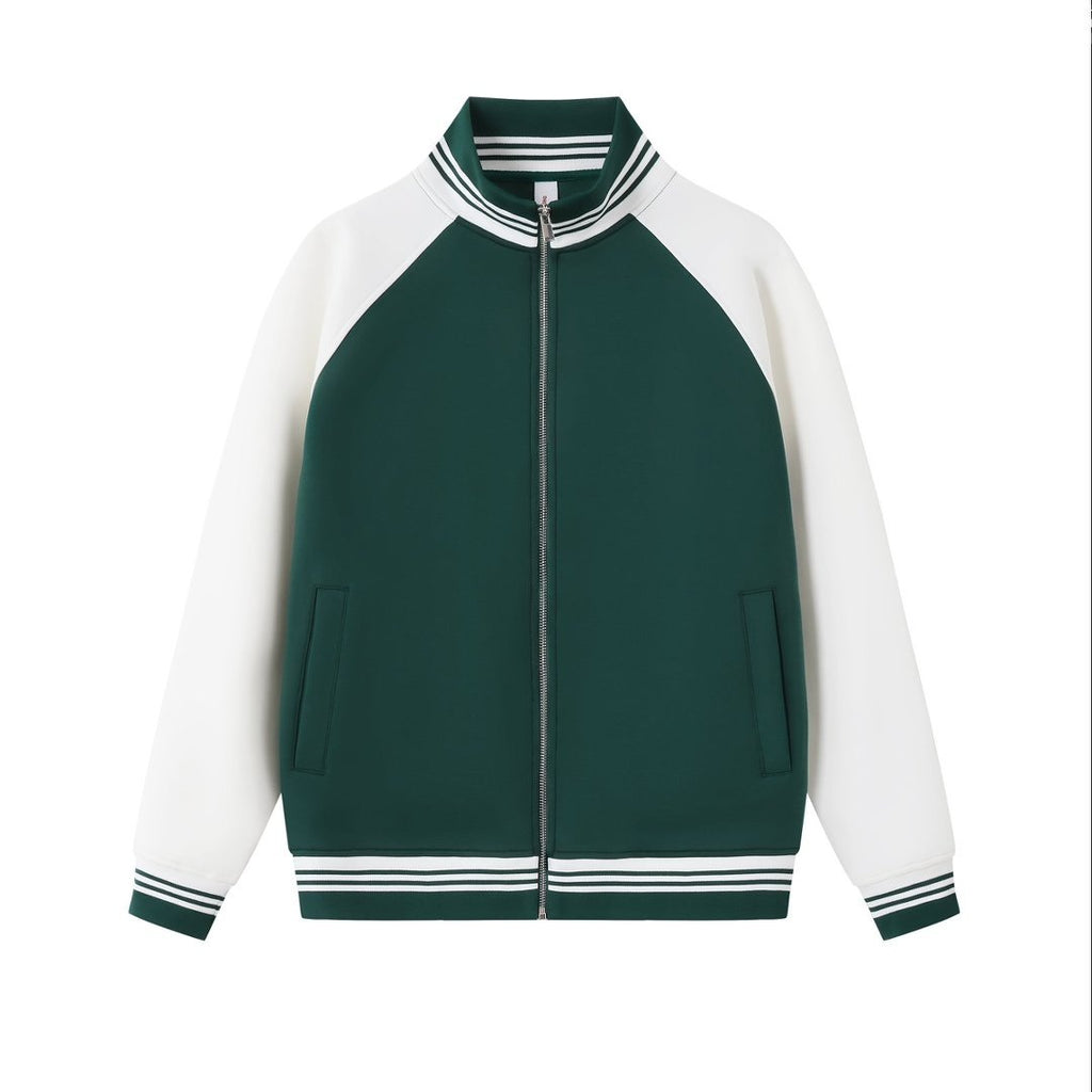 Contrast Stand Collar Zip Jacket