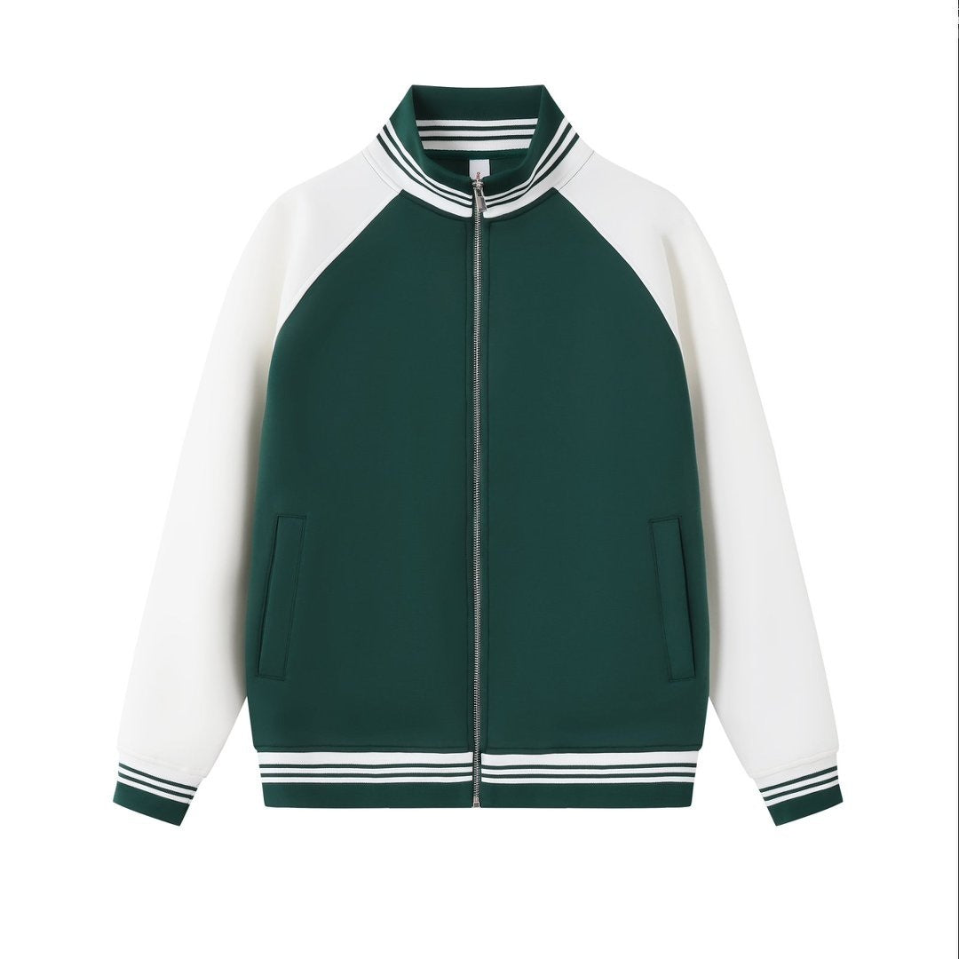Contrast Stand Collar Zip Jacket