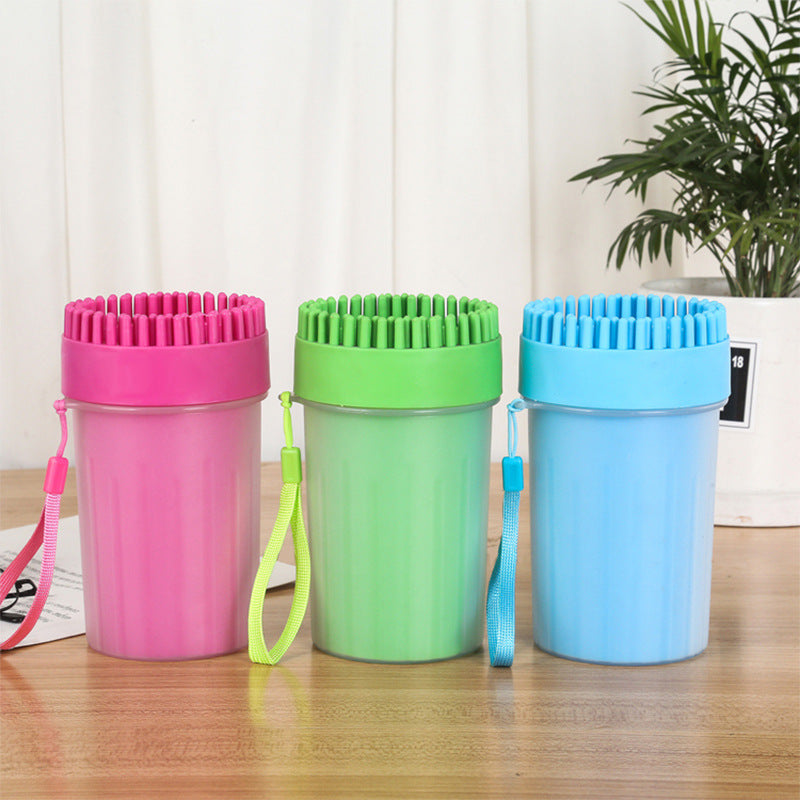 Portable Pet Paw Cleaning Cup with Silicone Brush
