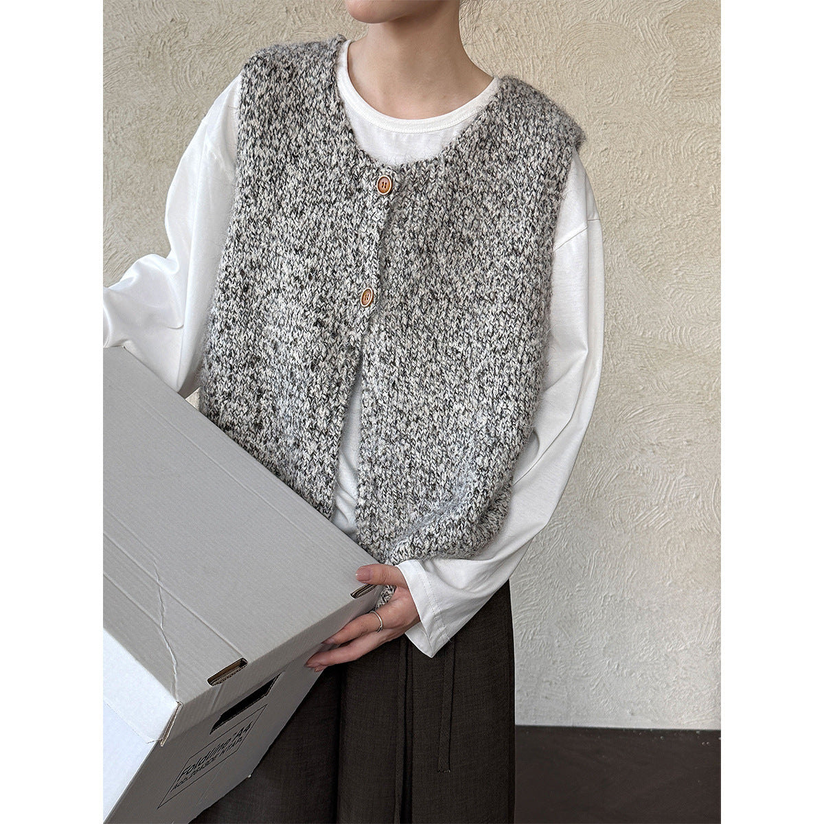 Women's Color Block Round Neck Knit Vest
