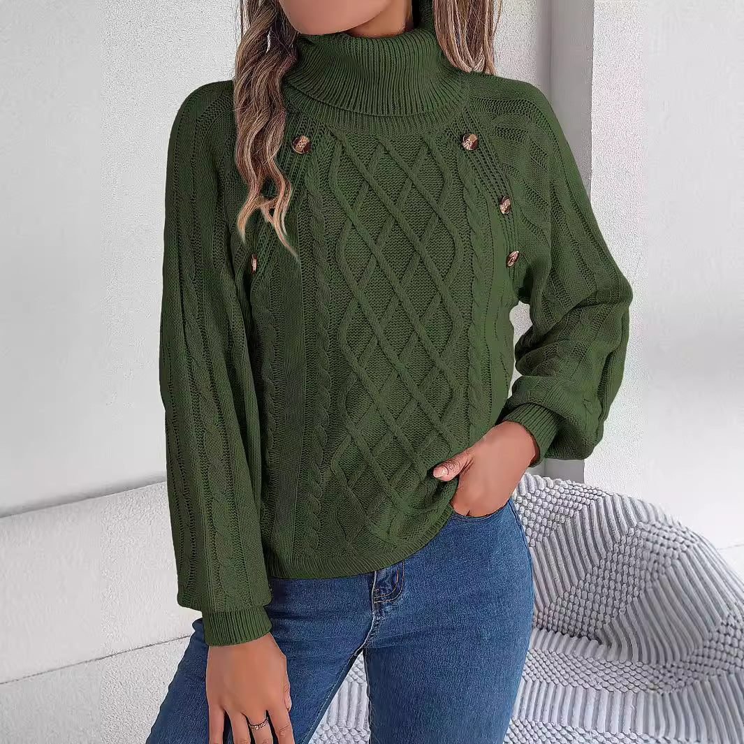 Women’s Turtleneck Sweater with Lantern Sleeves
