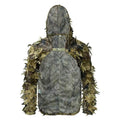 Front and back views of leafy camouflage hooded costume