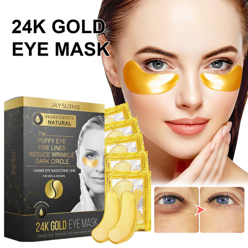 Gold eye mask packaging with curved under-eye patches