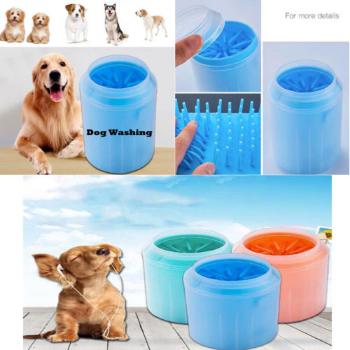 Pet paw washing cups in several colors