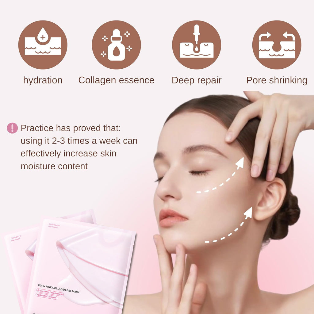 Pink collagen gel face mask product graphic