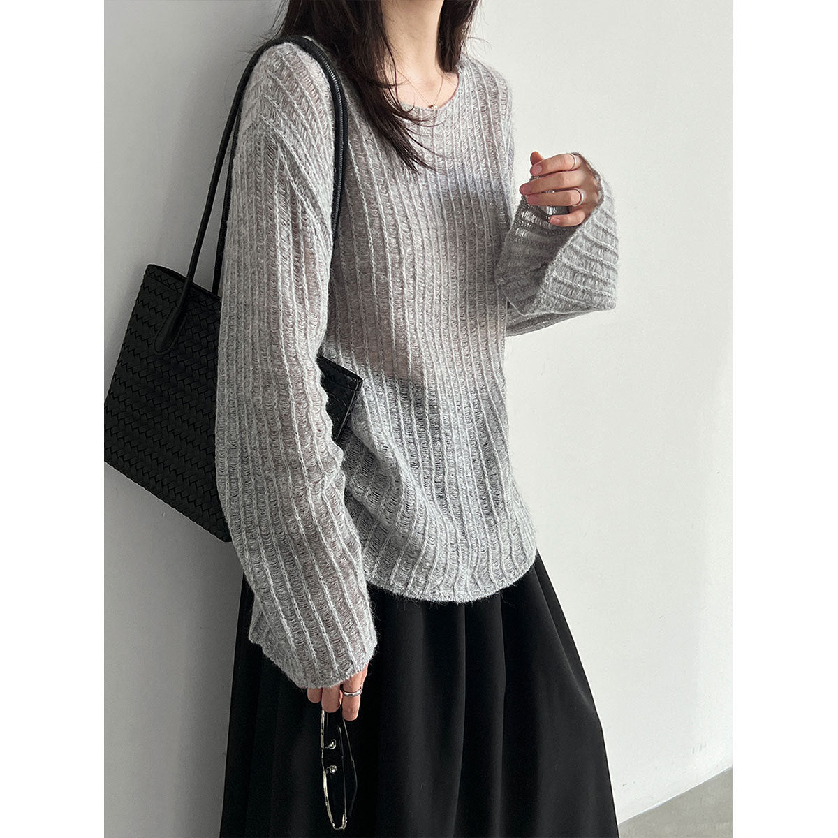 Women's Flared Sleeve Hollow Knit Cardigan