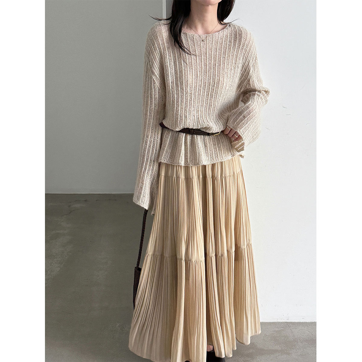 Women's Flared Sleeve Hollow Knit Cardigan