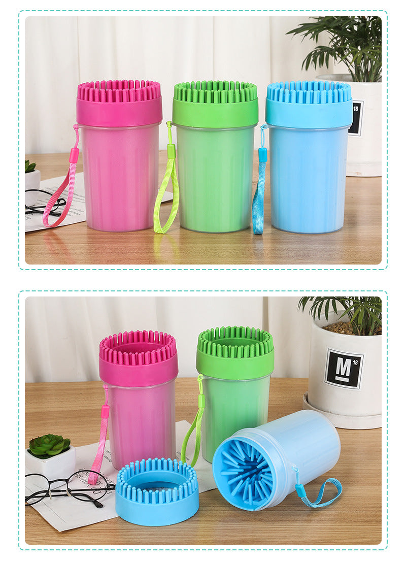 Portable Pet Paw Cleaning Cup with Silicone Brush