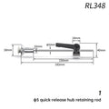 Dimension diagram of bicycle wheel repair axle rod