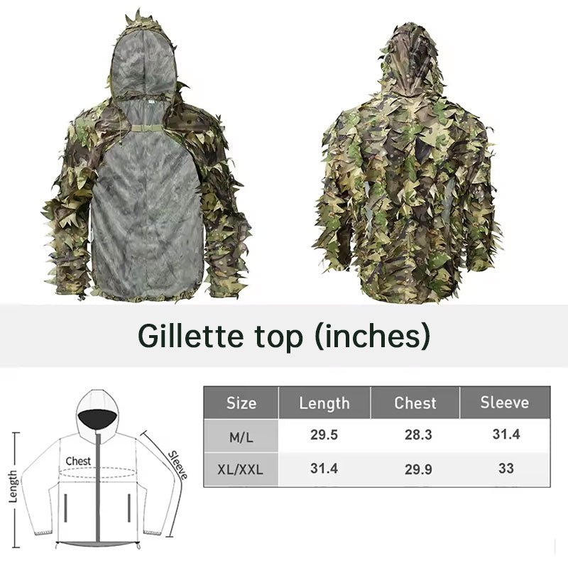 3D Leaf Ghillie Costume with Hat