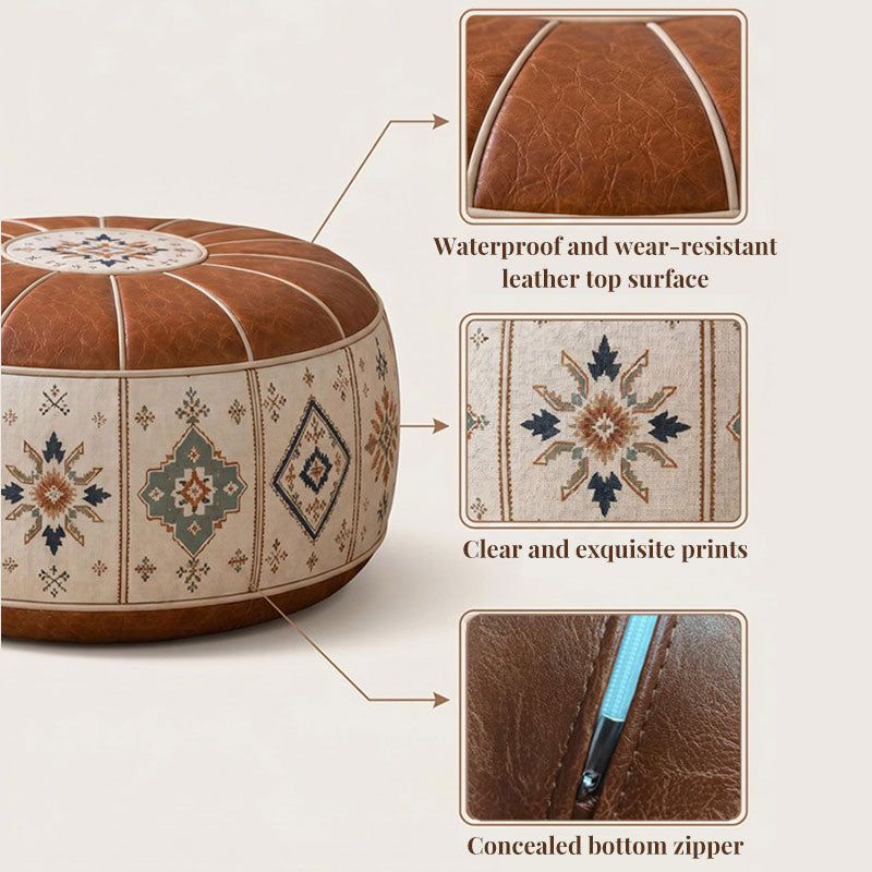 Stuffable Ottoman Pouf with PU Cover