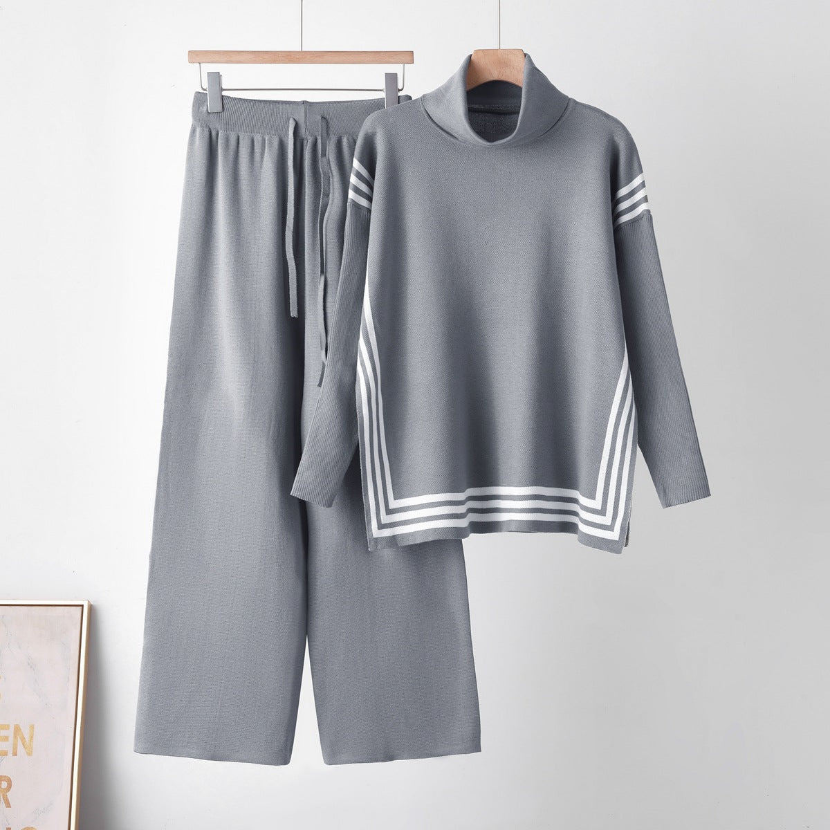 Women's High Neck Sweater & Straight Leg Pants Set