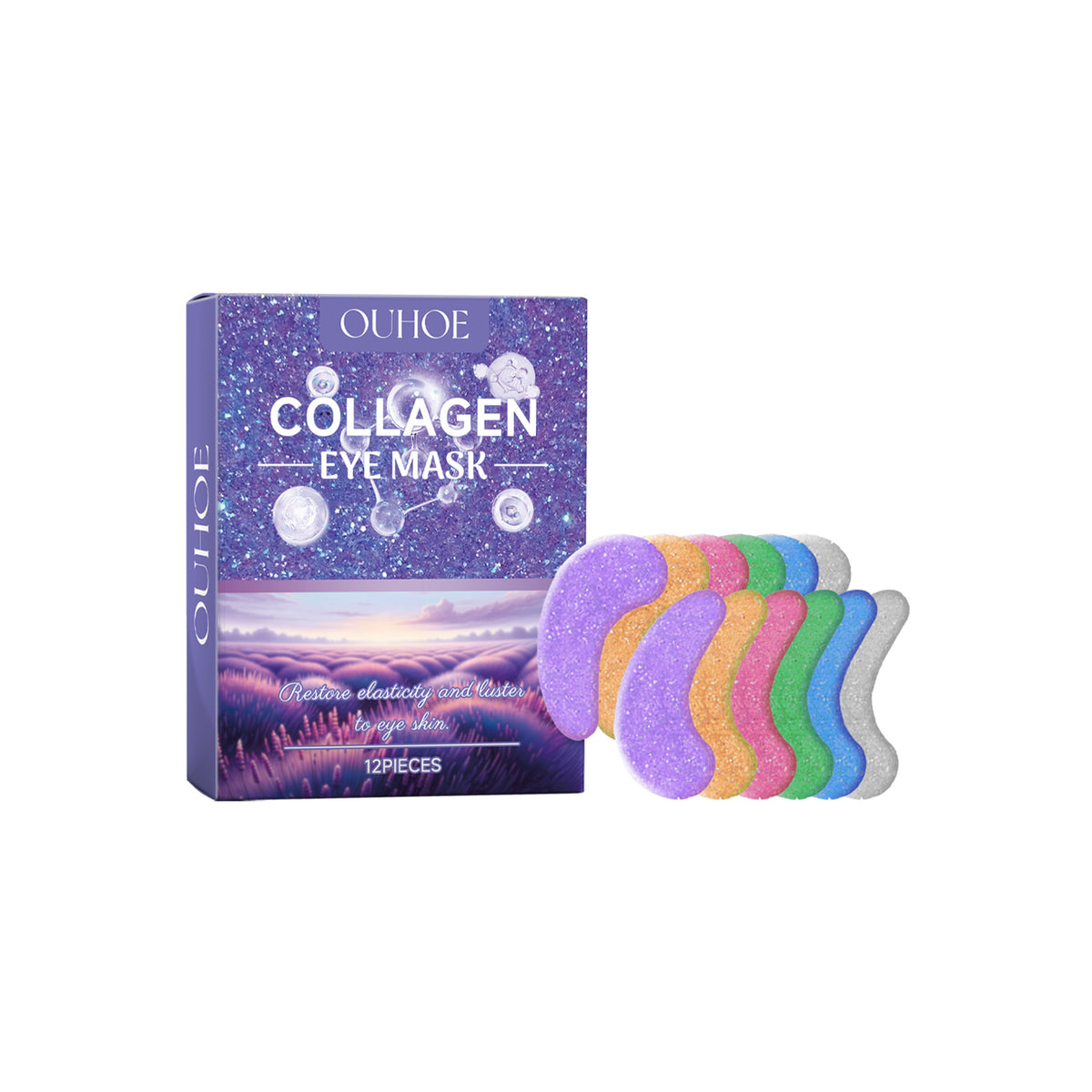 Purple collagen eye mask packet with curved patches