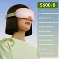Model wearing a pale heated eye mask