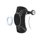 Black adjustable knee brace with dial and support pad