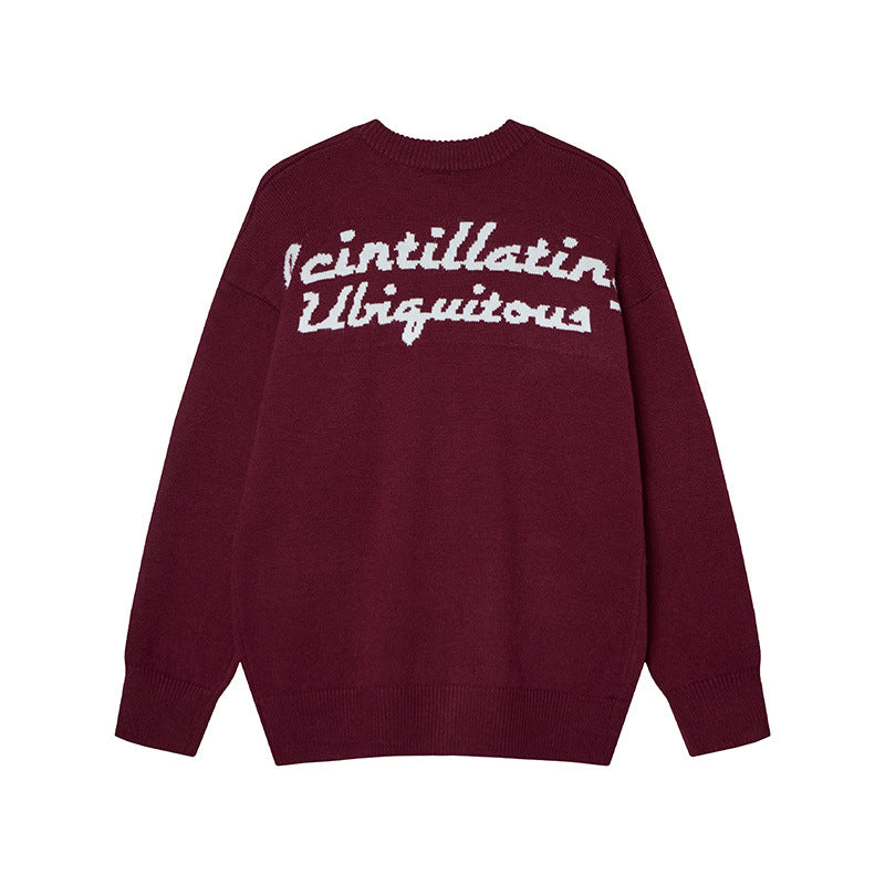 Burgundy sweatshirt with white lettering