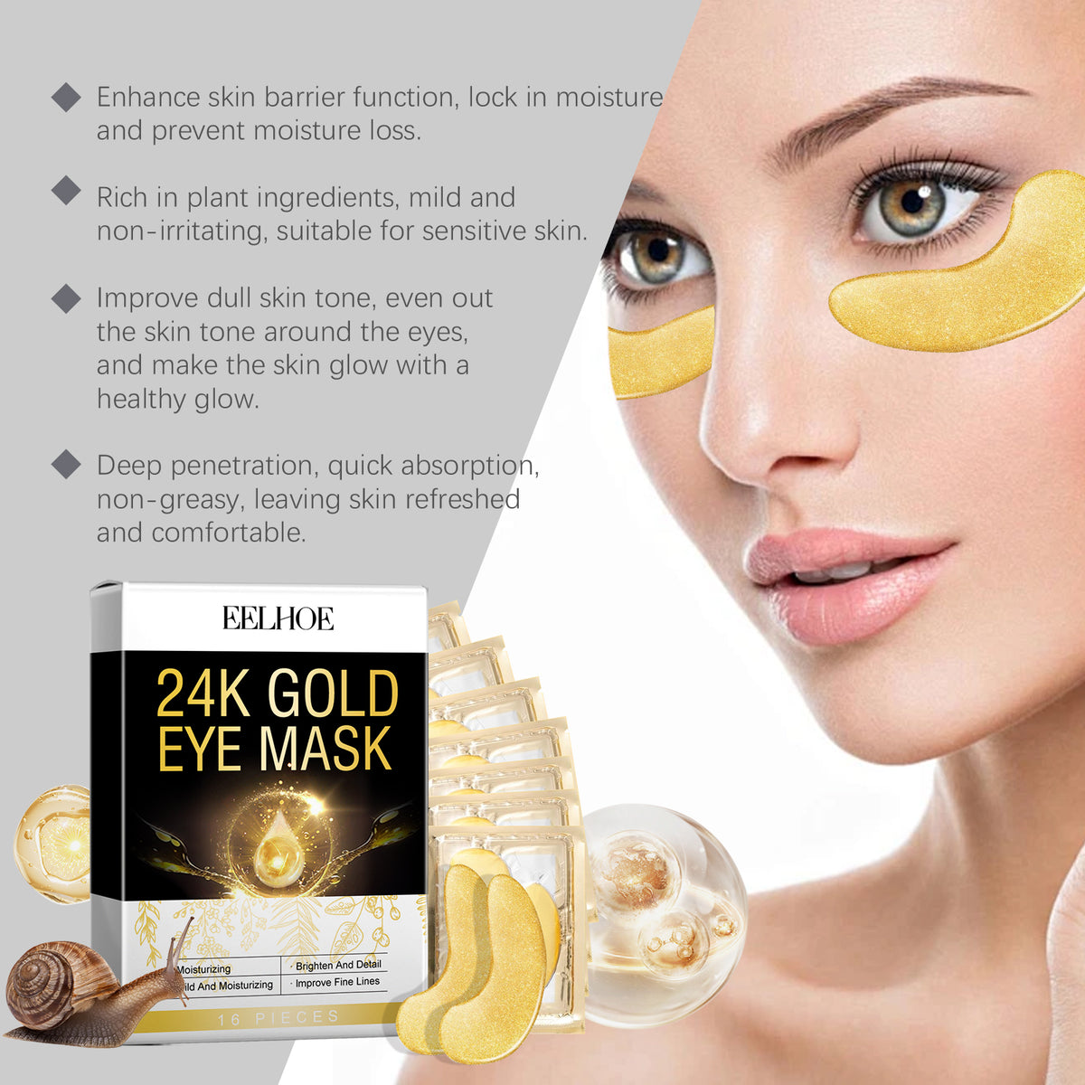 EELHOE 24K Gold Eye Mask