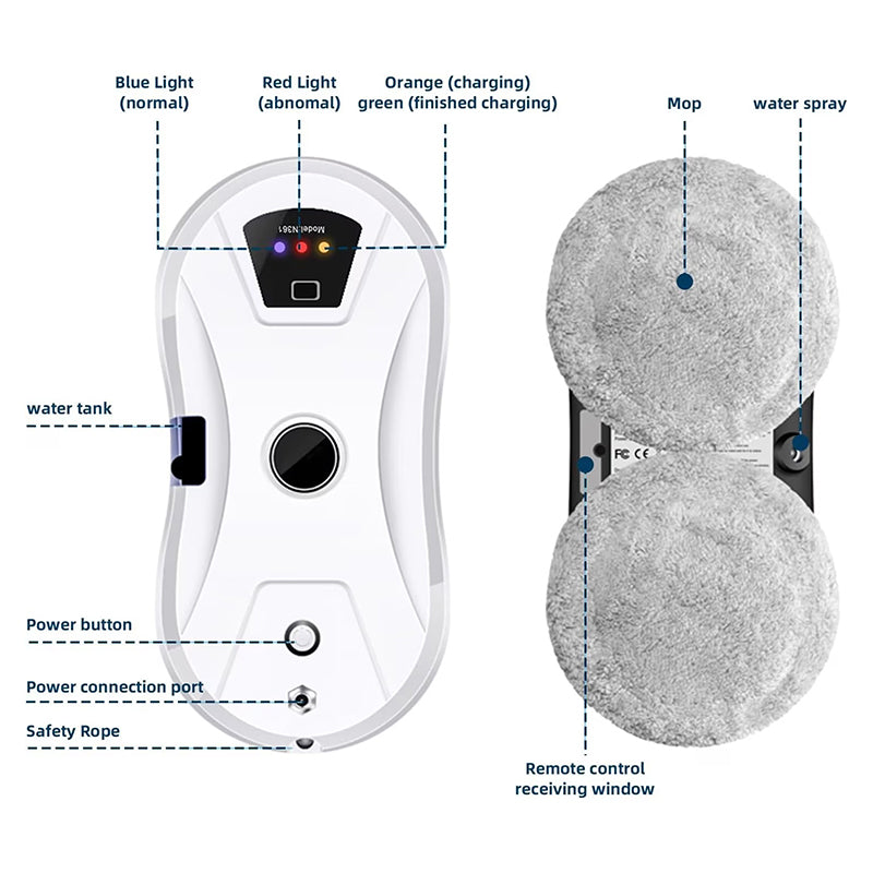 5600Pa Window Cleaning Robot with Remote