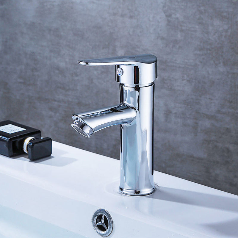 Chrome single-handle bathroom basin faucet