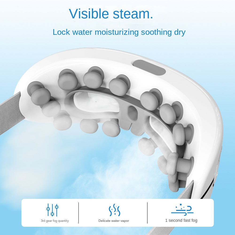 Interior of white steam eye massage device