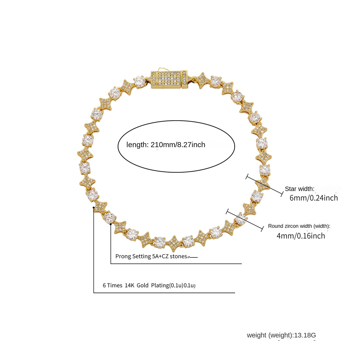 Zirconia Star Necklace & Tennis Chain Jewelry