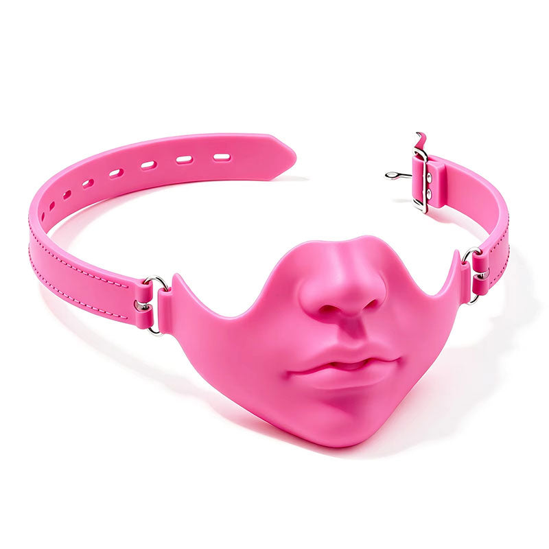 Pink half-face costume mask with adjustable strap