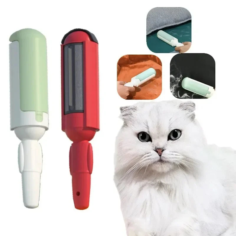 Red and green pet hair removal rollers