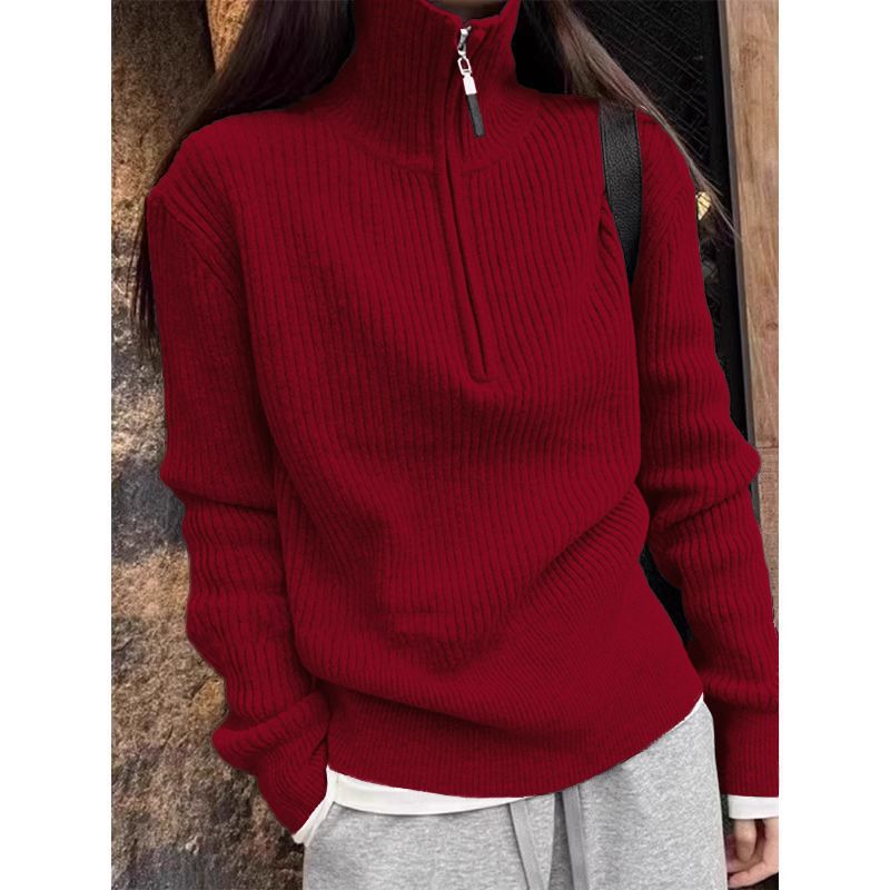 Women's Half-Zip High Neck Sweater