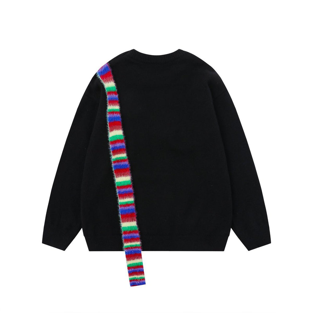 Dog & Rainbow Scarf Print Sweater