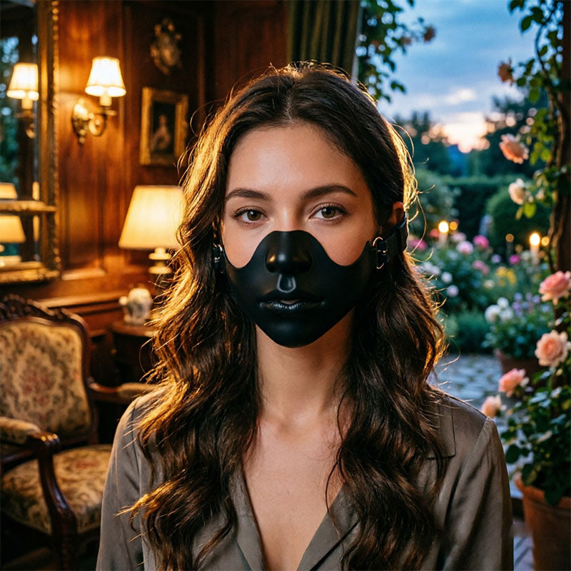 Black Half-Face Costume Mask with Adjustable Straps