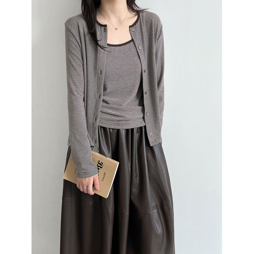 Women's Striped Cardigan & Camisole Set