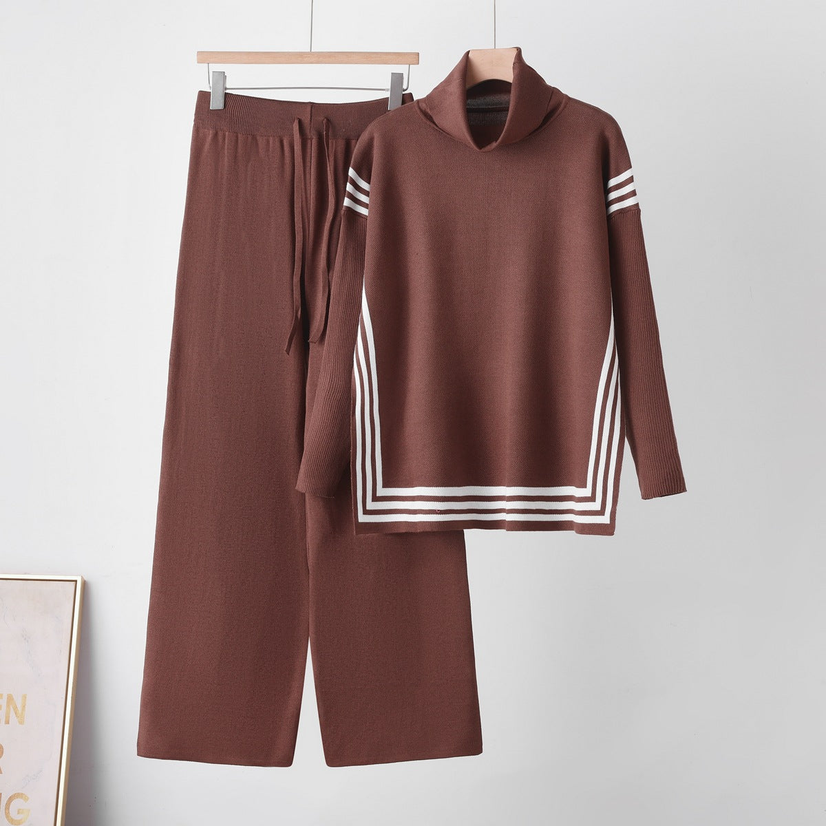 Women's High Neck Sweater & Straight Leg Pants Set