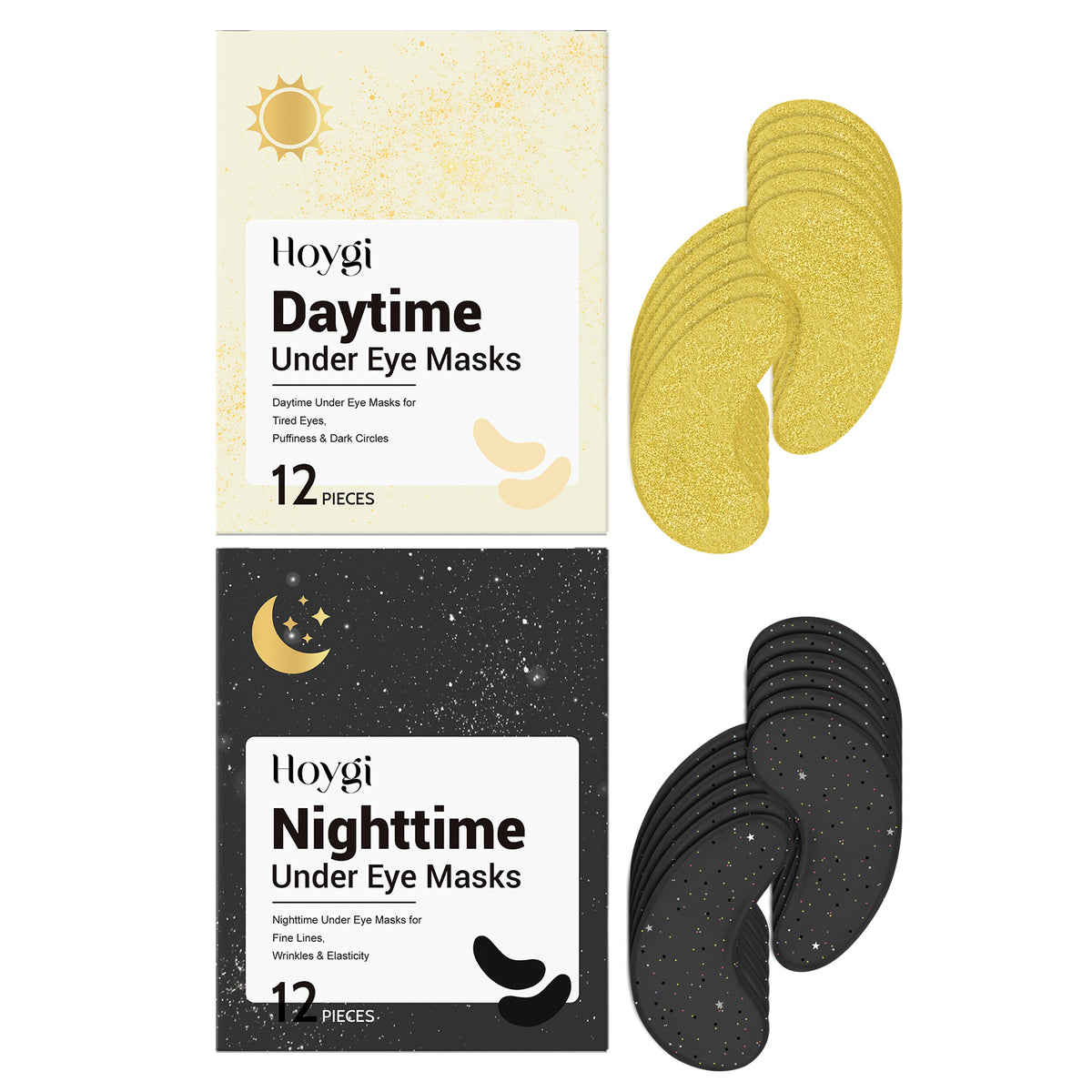 Daytime and nighttime eye mask packets with colored patches