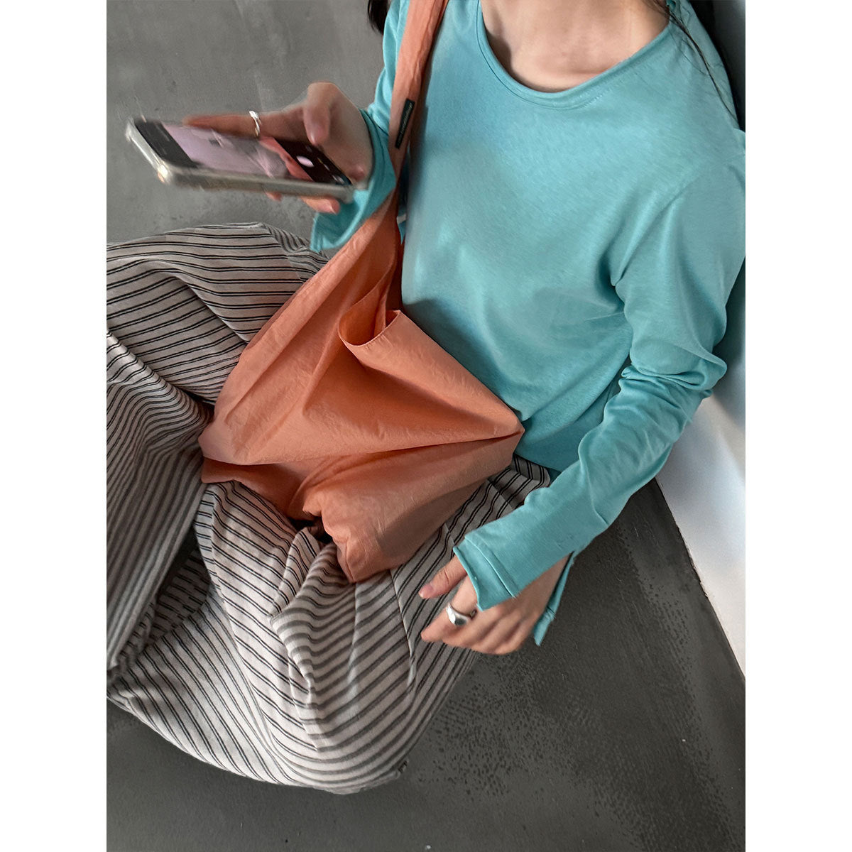 Button Detail Rolled Cuff Long Sleeve T-Shirt
