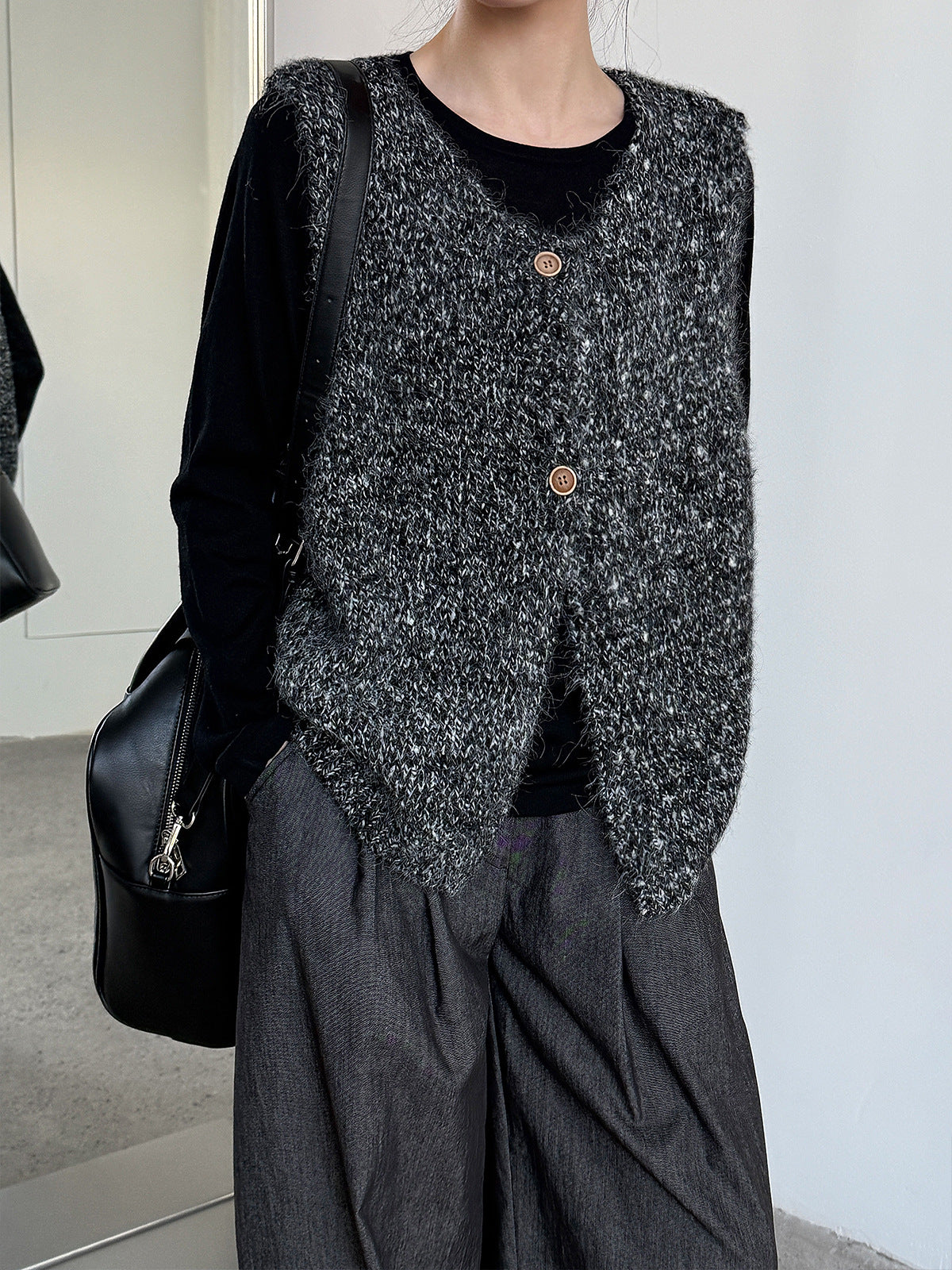 Women's Color Block Round Neck Knit Vest