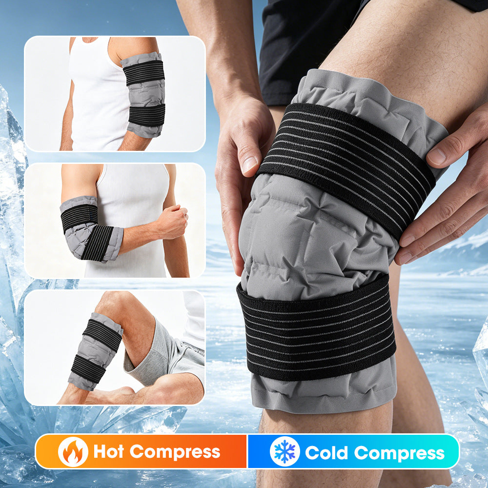 Hot and cold compress wraps demonstrated on several joints