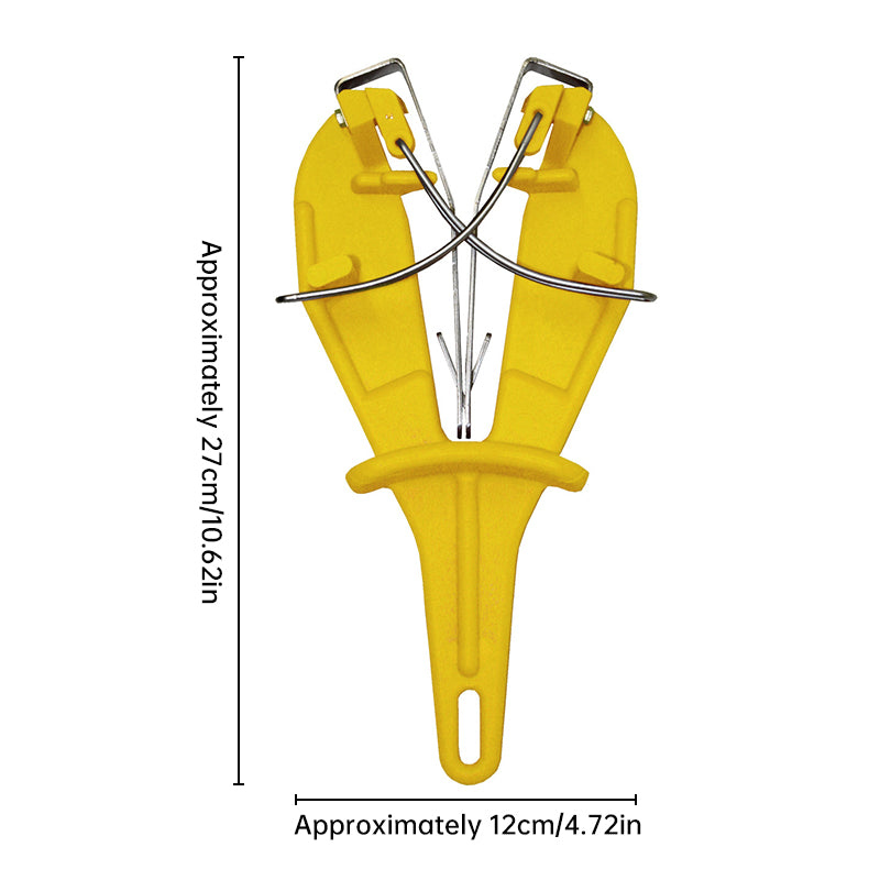 Yellow bracketed knife sharpening tool with dimensions