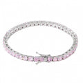 Silver-tone tennis bracelet with pale stones