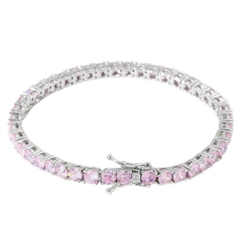 Silver-tone tennis bracelet with pale stones