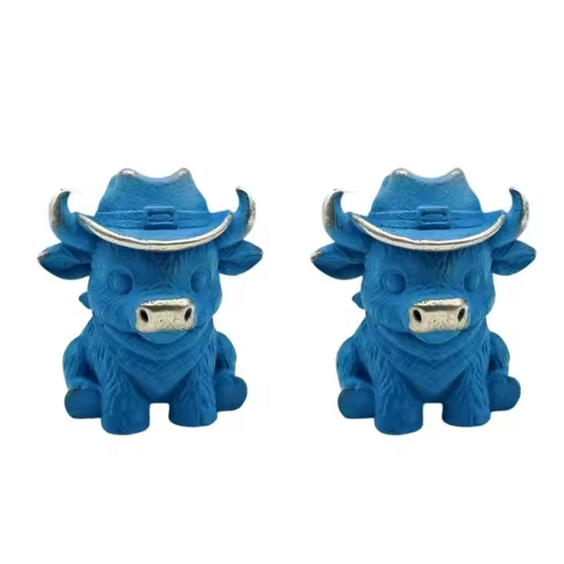 Two blue animal-shaped paracord beads