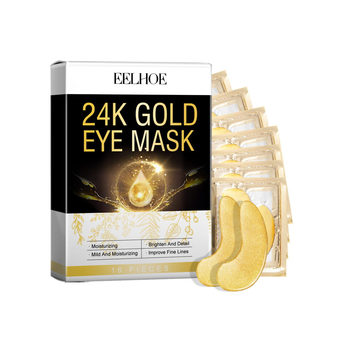 EELHOE gold eye mask jar, box and patches