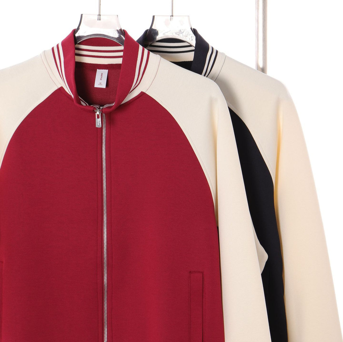Contrast Stand Collar Zip Jacket